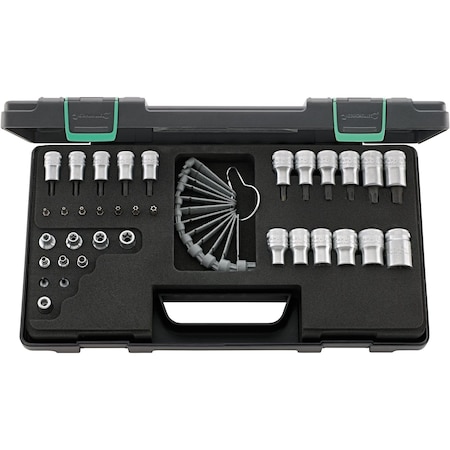 Stahlwille Tools Socket and Ratchet Sets, External Torx Torx Security Torx, 35 pcs 98811908